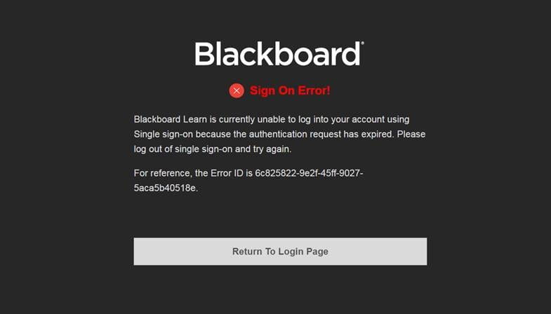 Blackboard Login Error